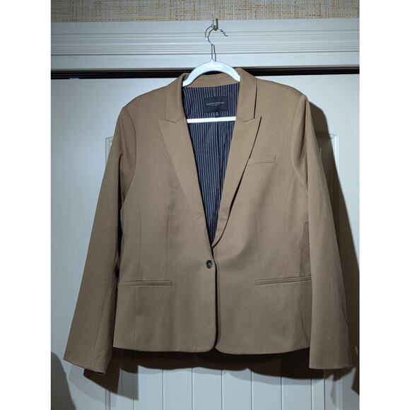 Banana Republic Classic Fit One Button Tan Fully Lined Blazer Womens Size 18 - Picture 10 of 10